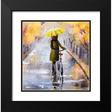 Rainy Day Black Modern Wood Framed Art Print with Double Matting by Boho Hue Studio
