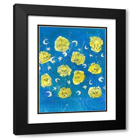 Glowing Pumpkins Black Modern Wood Framed Art Print with Double Matting by Bassani, Justine