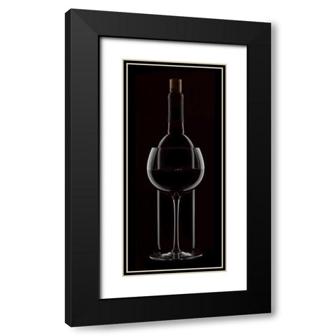 Red Wine On Black Black Modern Wood Framed Art Print with Double Matting by Seidman, Barry