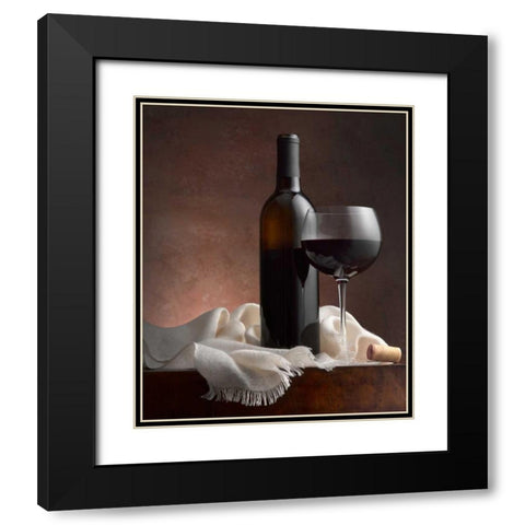 Red Wine And Cork Black Modern Wood Framed Art Print with Double Matting by Seidman, Barry