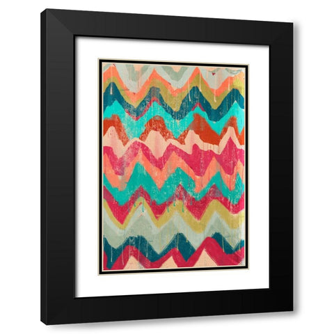 Hot Chevrons 2 Black Modern Wood Framed Art Print with Double Matting by Alvarez, Cynthia