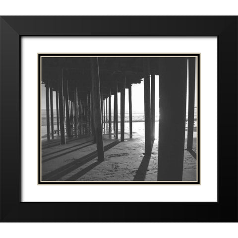 Under The Pier black and White Black Modern Wood Framed Art Print with Double Matting by Alvarez, Cynthia