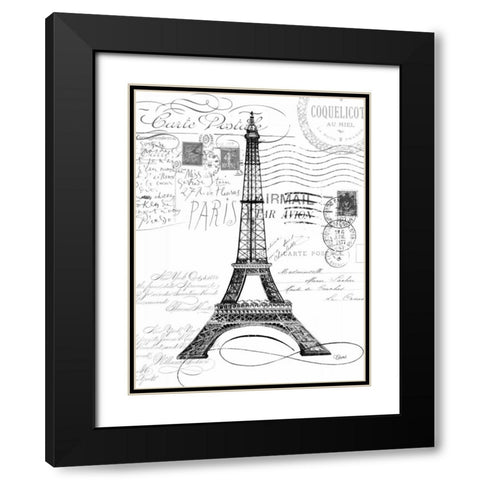Eco Vintage Paris 1 Black Modern Wood Framed Art Print with Double Matting by Stevens, Carole