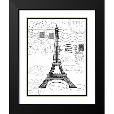 Eco Vintage Paris 1 Black Modern Wood Framed Art Print with Double Matting by Stevens, Carole