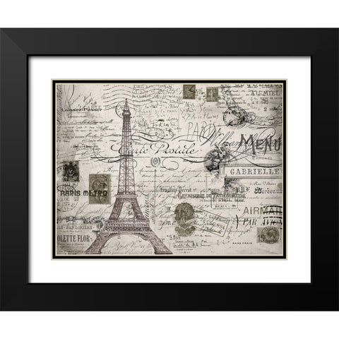 Eco Vintage Paris V2 Black Modern Wood Framed Art Print with Double Matting by Stevens, Carole