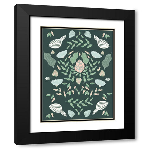 Botanical Unity Black Modern Wood Framed Art Print with Double Matting by Sweet Melody Designs