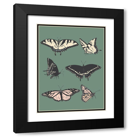 Butterfly Chart Black Modern Wood Framed Art Print with Double Matting by Sweet Melody Designs