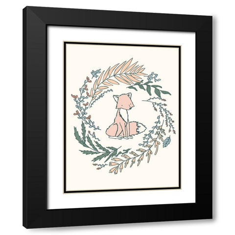 Fox Laurels Black Modern Wood Framed Art Print with Double Matting by Sweet Melody Designs