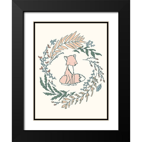 Fox Laurels Black Modern Wood Framed Art Print with Double Matting by Sweet Melody Designs