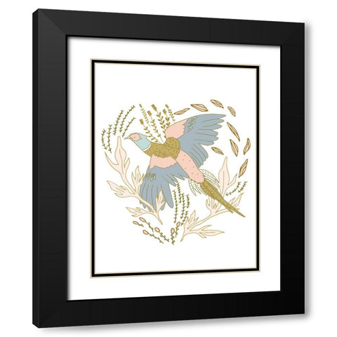 Pheasant Flushed Black Modern Wood Framed Art Print with Double Matting by Sweet Melody Designs