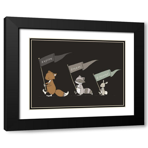 Woodland Flag March Black Modern Wood Framed Art Print with Double Matting by Sweet Melody Designs