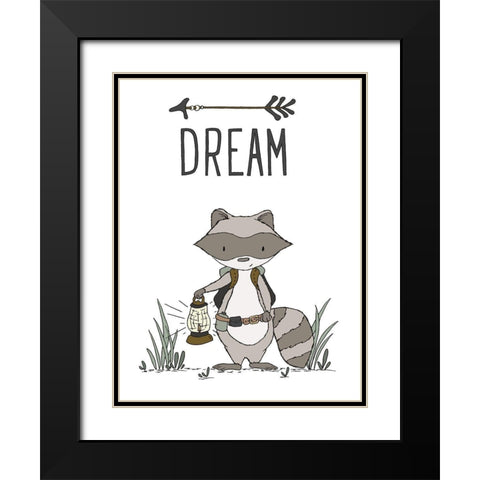 Raccoon Dream Black Modern Wood Framed Art Print with Double Matting by Sweet Melody Designs