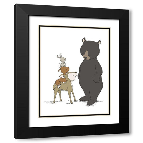 Woodland Beary Nice To Meet You Black Modern Wood Framed Art Print with Double Matting by Sweet Melody Designs