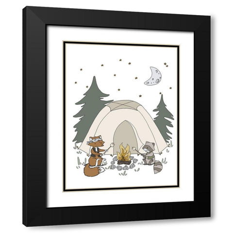 Woodland Camping Buddies Black Modern Wood Framed Art Print with Double Matting by Sweet Melody Designs