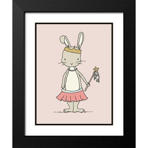 Bunny Princess Black Modern Wood Framed Art Print with Double Matting by Sweet Melody Designs