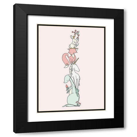 Enchanted Creatures Stack Black Modern Wood Framed Art Print with Double Matting by Sweet Melody Designs
