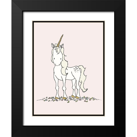 Unicorn Black Modern Wood Framed Art Print with Double Matting by Sweet Melody Designs
