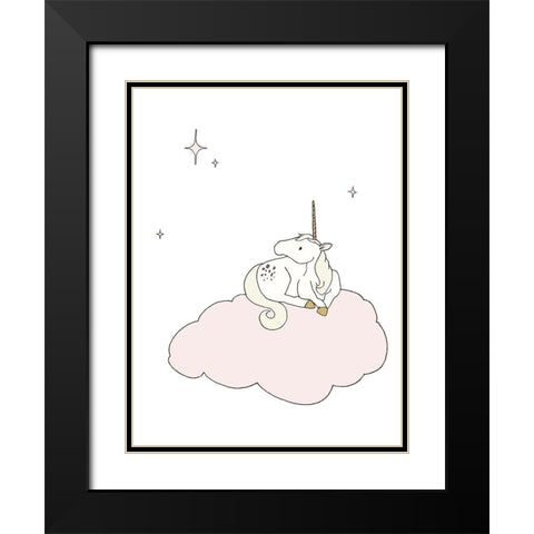 Unicorn Star Cloud Black Modern Wood Framed Art Print with Double Matting by Sweet Melody Designs