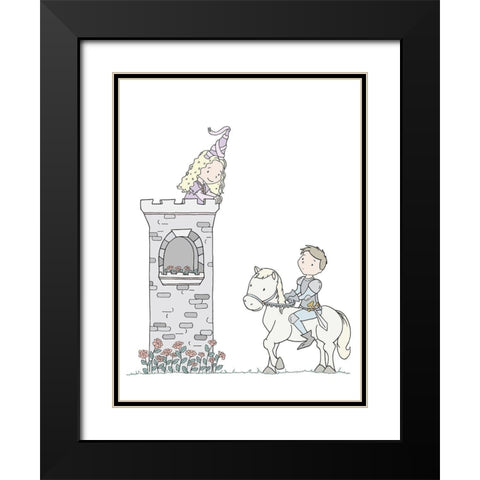 Princess Royal Rescue Black Modern Wood Framed Art Print with Double Matting by Sweet Melody Designs