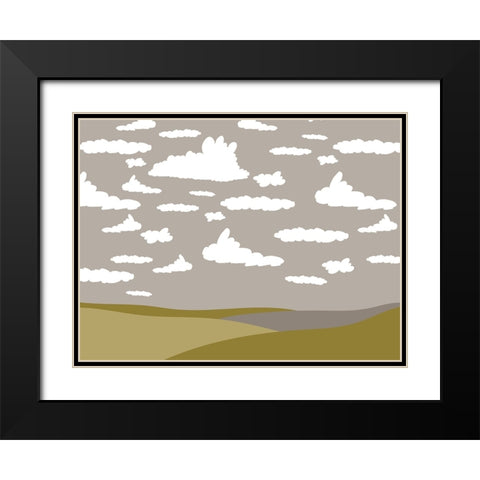 Cloudscape 1 Black Modern Wood Framed Art Print with Double Matting by Sweet Melody Designs