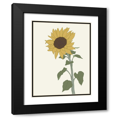 Sunflower 2 Black Modern Wood Framed Art Print with Double Matting by Sweet Melody Designs