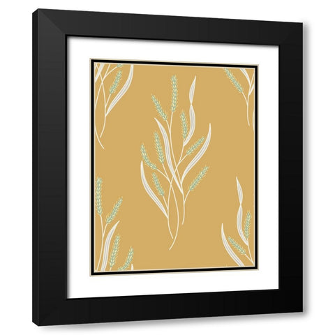 Wild Grass Block Pattern Black Modern Wood Framed Art Print with Double Matting by Sweet Melody Designs