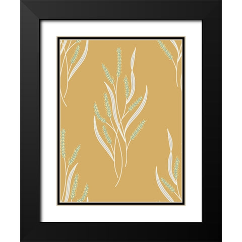 Wild Grass Block Pattern Black Modern Wood Framed Art Print with Double Matting by Sweet Melody Designs