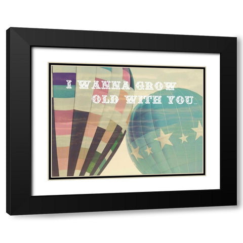Grow Old Balloons Black Modern Wood Framed Art Print with Double Matting by Davis Ashley
