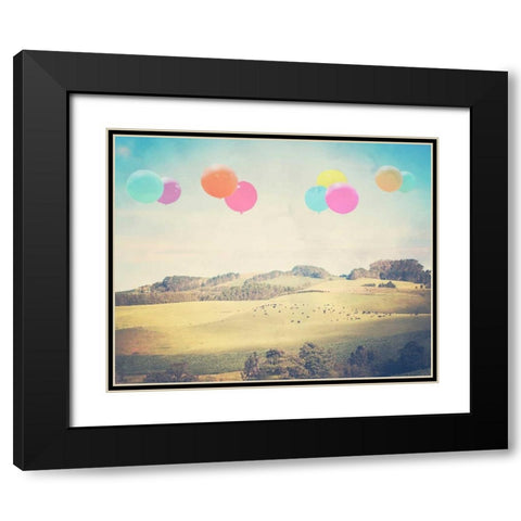 Balloons Over the Country Black Modern Wood Framed Art Print with Double Matting by Davis Ashley