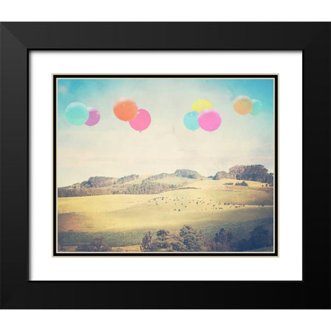 Balloons Over the Country Black Modern Wood Framed Art Print with Double Matting by Davis Ashley