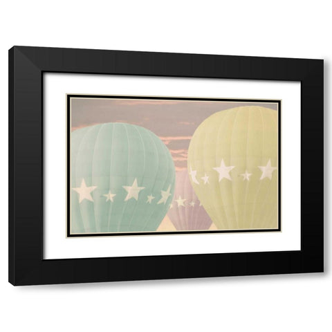 Vintage Star Balloons Black Modern Wood Framed Art Print with Double Matting by Davis Ashley