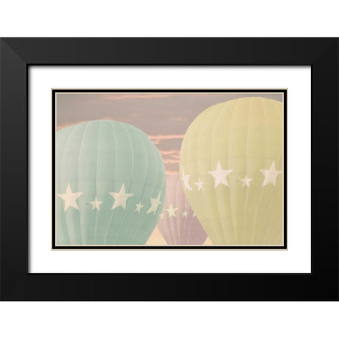 Vintage Star Balloons Black Modern Wood Framed Art Print with Double Matting by Davis Ashley
