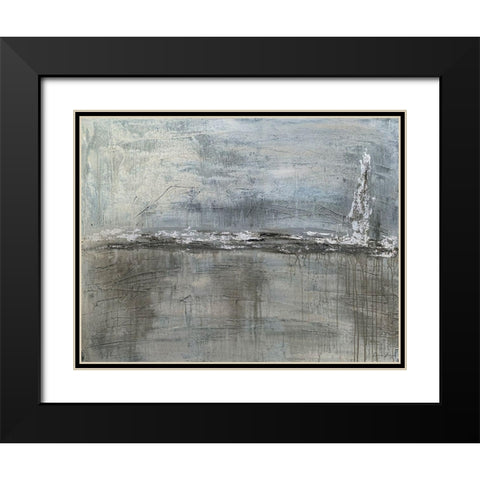 Metallic Landscape with Silver Leaf Black Modern Wood Framed Art Print with Double Matting by Brown, Denise