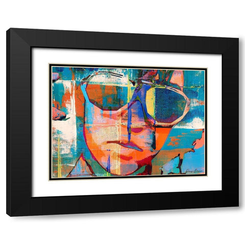 Abstract Facial Fusion Black Modern Wood Framed Art Print with Double Matting by Brown, Denise