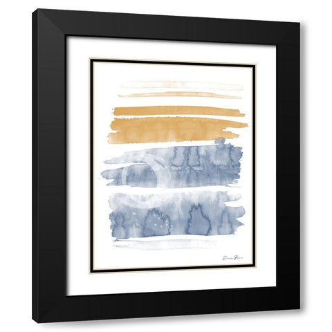 Blue and Orange Watercolor 1 Black Modern Wood Framed Art Print with Double Matting by Brown, Denise