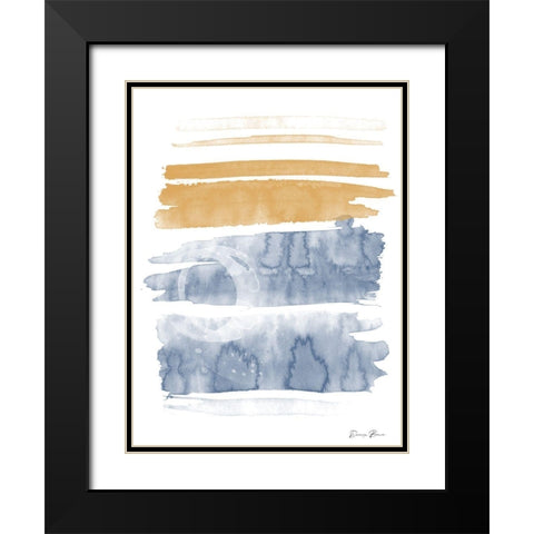 Blue and Orange Watercolor 1 Black Modern Wood Framed Art Print with Double Matting by Brown, Denise