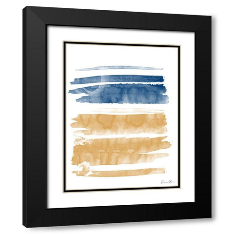 Blue and Orange Watercolor 2 Black Modern Wood Framed Art Print with Double Matting by Brown, Denise