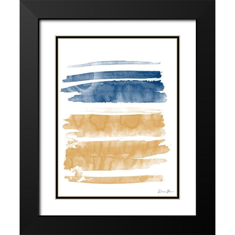 Blue and Orange Watercolor 2 Black Modern Wood Framed Art Print with Double Matting by Brown, Denise