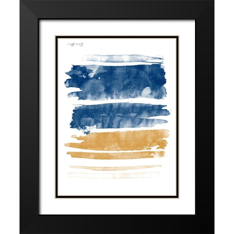 Blue and Orange Watercolor 3 Black Modern Wood Framed Art Print with Double Matting by Brown, Denise