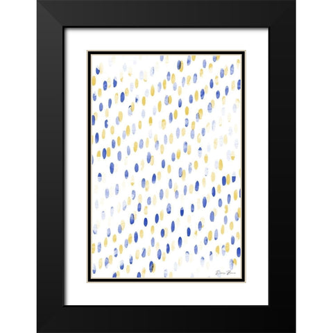 Blue Gold Dots Black Modern Wood Framed Art Print with Double Matting by Brown, Denise