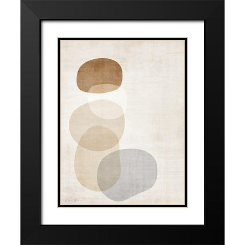 Mobo Stones 1 Black Modern Wood Framed Art Print with Double Matting by Brown, Denise