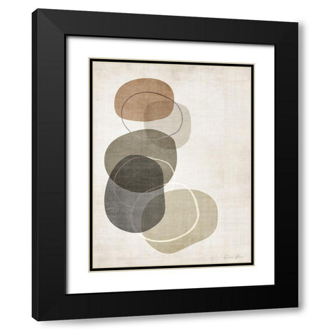 Mobo Stones 1 v2 Black Modern Wood Framed Art Print with Double Matting by Brown, Denise