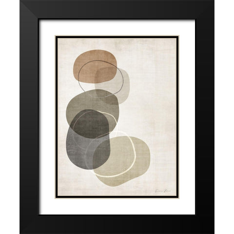 Mobo Stones 1 v2 Black Modern Wood Framed Art Print with Double Matting by Brown, Denise