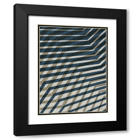 Blue Geometric 2 Black Modern Wood Framed Art Print with Double Matting by Brown, Denise