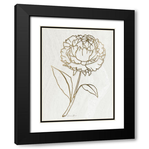 Golden Peony 1 Black Modern Wood Framed Art Print with Double Matting by Brown, Denise