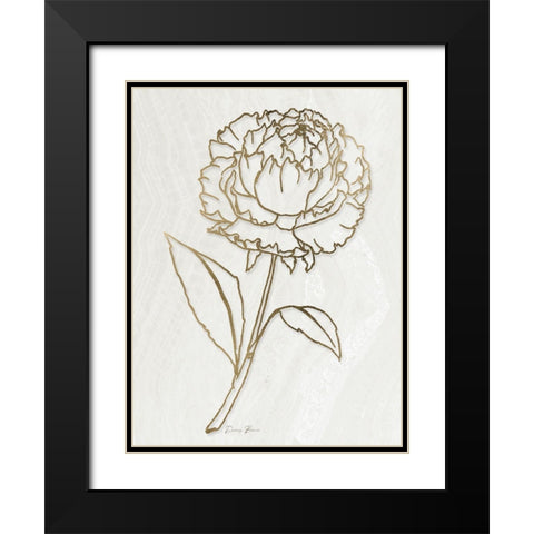 Golden Peony 1 Black Modern Wood Framed Art Print with Double Matting by Brown, Denise