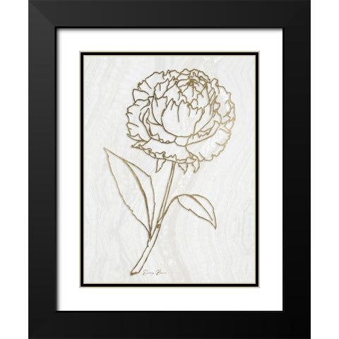Golden Peony 1 Black Modern Wood Framed Art Print with Double Matting by Brown, Denise