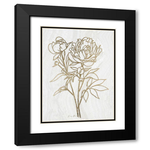 Golden Peony 2 Black Modern Wood Framed Art Print with Double Matting by Brown, Denise
