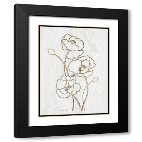 Golden Peony 3 Black Modern Wood Framed Art Print with Double Matting by Brown, Denise