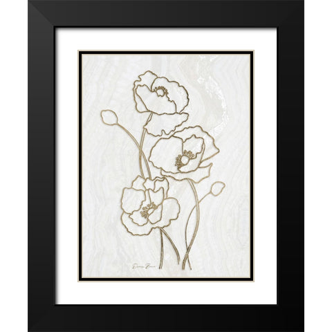 Golden Peony 3 Black Modern Wood Framed Art Print with Double Matting by Brown, Denise